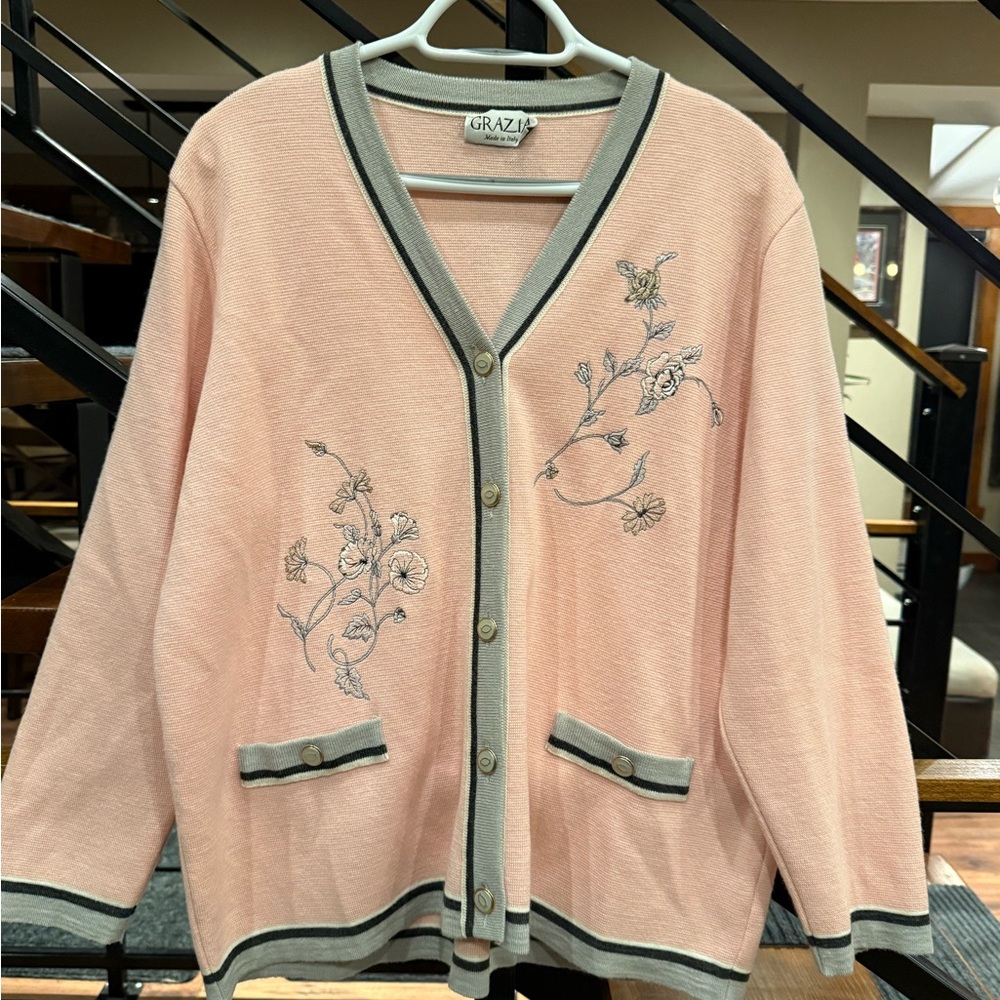 Embroidered European Garden Cottagecore Wool Women's Sweater